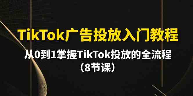 TikTok广告投放入门教程,从0到1掌握TikTok投放的全流程(8节课) TikTok广告投放入门教程,从0到1掌握TikTok投放的全流程(8节课)