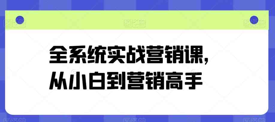 全系统实战营销课，从小白到营销高手