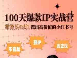 小红书100天爆款IP实战营,带你从0到1做出高价值的小红书号