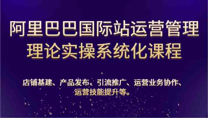 阿里巴巴国际站运营管理理论实操系统化课程：基建、发布、推广、协作、技能提升等
