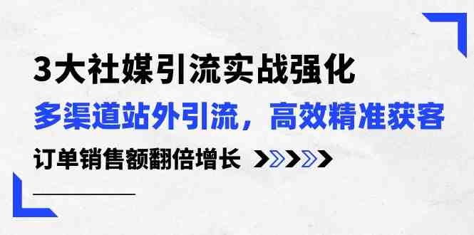 3大社媒引流实操强化,多渠道站外引流/高效精准获客/订单销售额翻倍增长 3大社媒引流实操强化,多渠道站外引流/高效精准获客/订单销售额翻倍增长