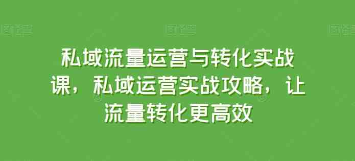 私域流量运营与转化实战课,私域运营实战攻略,让流量转化更高效 私域流量运营与转化实战课,私域运营实战攻略,让流量转化更高效