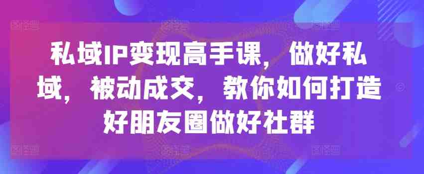 私域IP变现高手课,做好私域,被动成交,教你如何打造好朋友圈做好社群 私域IP变现高手课,做好私域,被动成交,教你如何打造好朋友圈做好社群