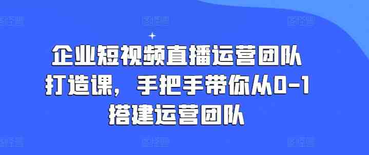 企业短视频直播运营团队打造课,手把手带你从0-1搭建运营团队 企业短视频直播运营团队打造课,手把手带你从0-1搭建运营团队