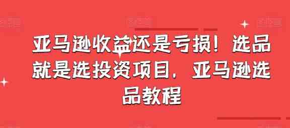 亚马逊收益还是亏损!选品就是选投资项目,亚马逊选品教程 亚马逊收益还是亏损!选品就是选投资项目,亚马逊选品教程