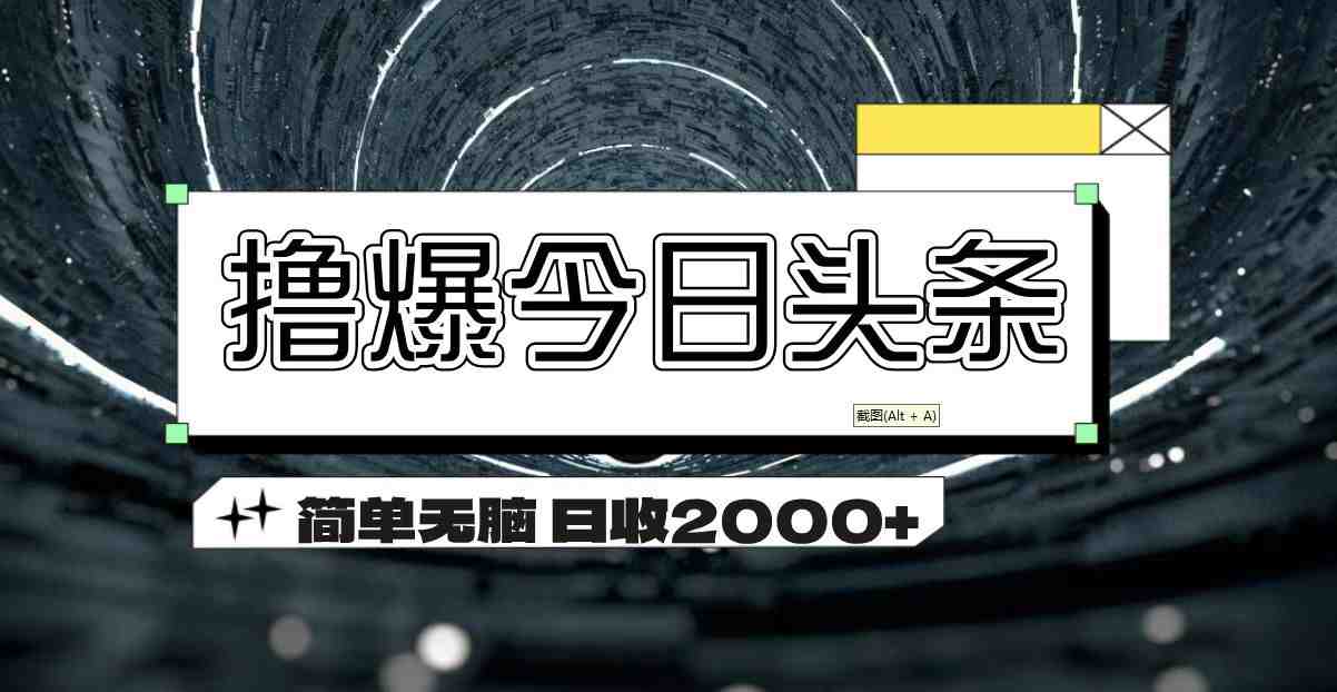 撸爆今日头条 简单无脑操作 日收2000+ 撸爆今日头条 简单无脑操作 日收2000+