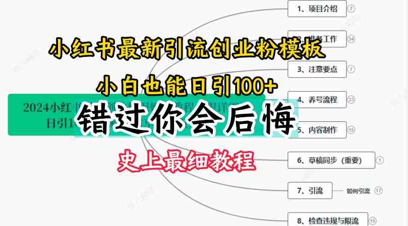 2024小红书引流创业粉史上最细教程,手把手教你引流 2024小红书引流创业粉史上最细教程,手把手教你引流