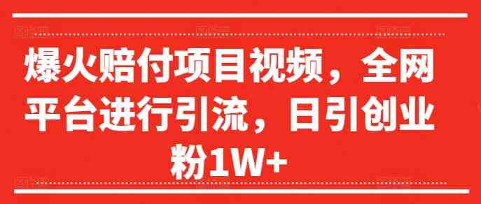 爆火赔付项目视频,全网平台进行引流,日引创业粉1W+ 爆火赔付项目视频,全网平台进行引流,日引创业粉1W+
