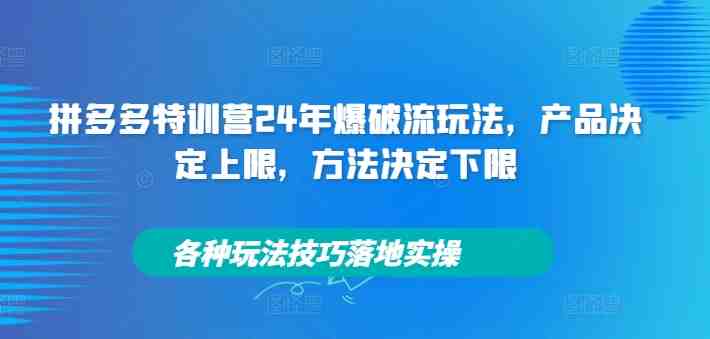 拼多多特训营24年爆破流玩法,产品决定上限,方法决定下限,各种玩法技巧落地实操 拼多多特训营24年爆破流玩法,产品决定上限,方法决定下限,各种玩法技巧落地实操