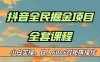 最新蓝海项目抖音全民掘金，小白实操日入600＋可矩阵操作(抖音全民掘金小白实操日入600＋的全新蓝海项目)