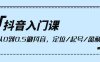 抖音入门课,从0到0.5做抖音,定位/起号/盈利(9节课)