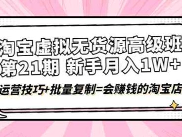 淘宝虚拟无货源高级班【第21期】月入1W+运营技巧+批量复制=会赚钱的淘宝店(淘宝虚拟无货源高级班零基础学员的月入上万之路)