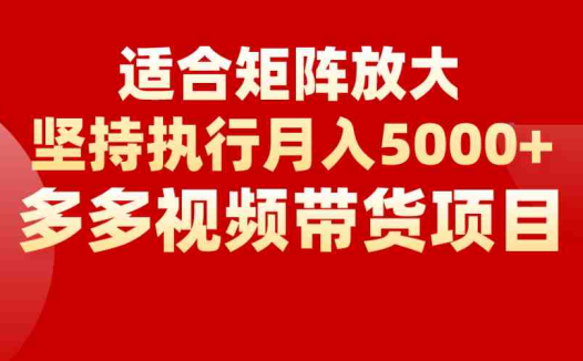 矩阵操作月入5000+，多多视频带货项目，适合新手，也适合老手放大(探索多多视频带货项目轻松上手，实现月入5000+)