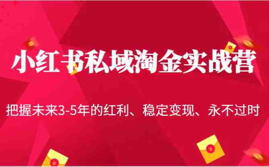 小红书私域淘金实战营，把握未来3-5年的红利、稳定变现、永不过时(小红书私域淘金实战营掌握未来3-5年赚钱秘诀)