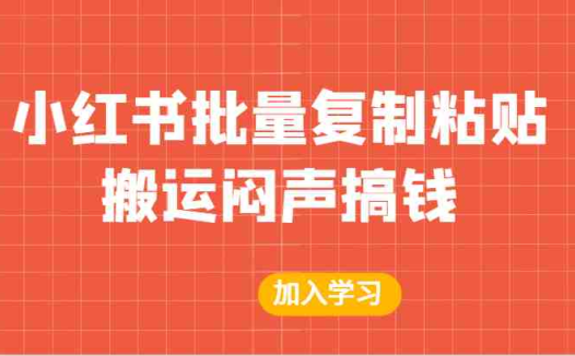 某公众号付费文章：小红书批量复制粘贴搬运闷声搞钱！(小红书批量复制粘贴搬运一种简单高效的赚钱方式)