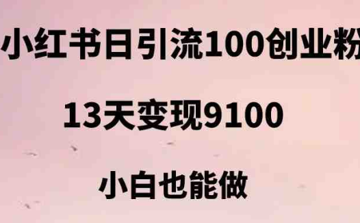 小红书日引流100+创业粉,13天变现9100,创业首选引流平台(小红书创业粉引流13天变现9100,小白也能做)