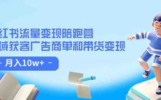 ：私域获客广告商单和带货变现 月入10w+(小红书流量变现攻略私域获客与广告商单带货实战指南)