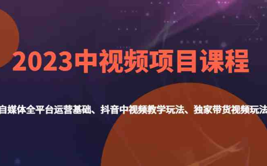 2023中视频项目课程,自媒体全平台运营基础、抖音中视频教学玩法、独家带货视频玩法。(全面掌握自媒体运营与视频制作技巧,提升带货变现能力)