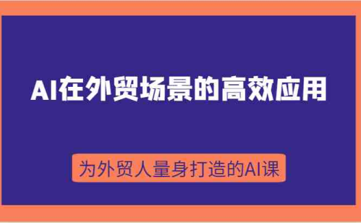 AI在外贸场景的高效应用,从入门到进阶,从B端应用到C端应用,为外贸人量身打造的AI课