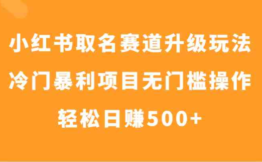 小红书取名赛道升级玩法,冷门暴利项目无门槛操作,轻松日赚500+(探索小红书取名赛道升级玩法,实现冷门暴利项目的无门槛操作和轻松日赚500+)