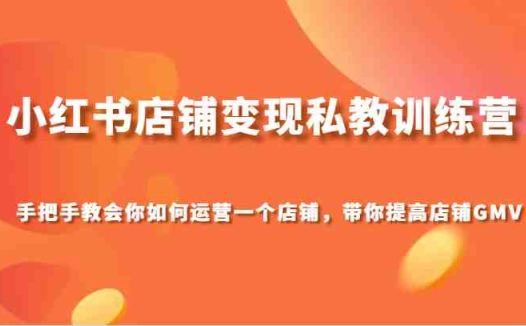 小红书店铺变现私教训练营，手把手教会你运营店铺，带你提高店铺GMV(小红书店铺变现私教训练营手把手教你从0到1打造成功店铺)