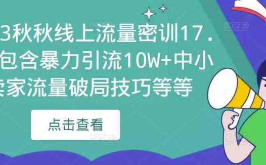 2023秋秋线上流量密训17.0助力中小卖家破解流量困局)