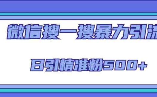 微信搜一搜引流全系列课程，日引精准粉500+（8节课）(全面解析微信搜一搜引流技巧，助你日引精准粉500+)