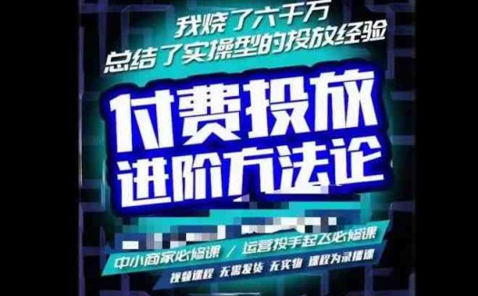 苏酒儿·抖音付费投放进阶课程，烧了六千万总结了实操型投放经验，运营投手起飞必修课(苏酒儿·抖音付费投放进阶课程总结六千万实操经验，助力运营投手起飞)