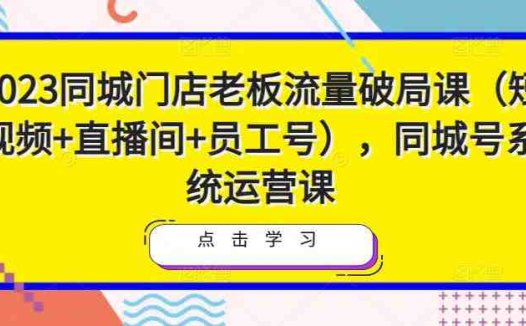 2023同城门店老板流量破局课（短视频+直播间+员工号），同城号系统运营课(全面解析同城门店老板的流量运营策略与实操技巧)