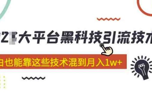 大平台黑科技引流技术,小白也能靠这些技术混到月入1w+(2022年的课程)(揭秘大平台黑科技引流技术,助你轻松实现月入1w+)