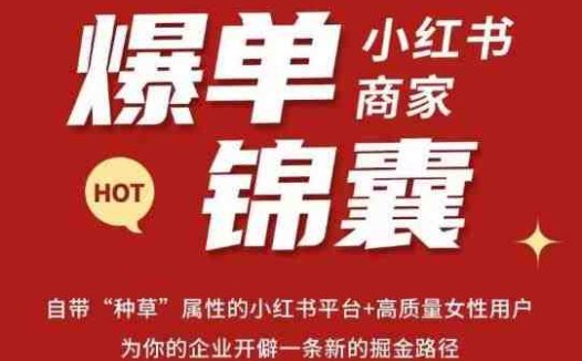 无畏·小红书商家爆单锦囊，掌握小红书各大规则，快速精准抢占行业和市场(“小红书商家爆单锦囊全面掌握运营策略，精准抢占市场”)