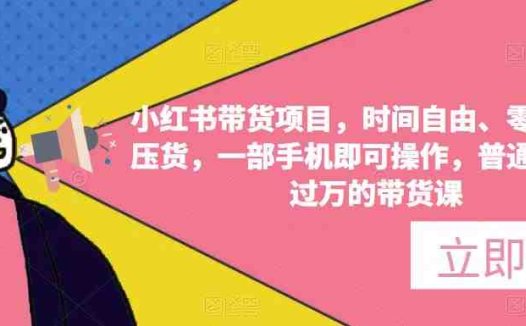 小红书带货项目，时间自由、零门槛无压货，一部手机即可操作，普通人月收过万的带货课(小红书带货项目普通人月收过万的带货课详解)