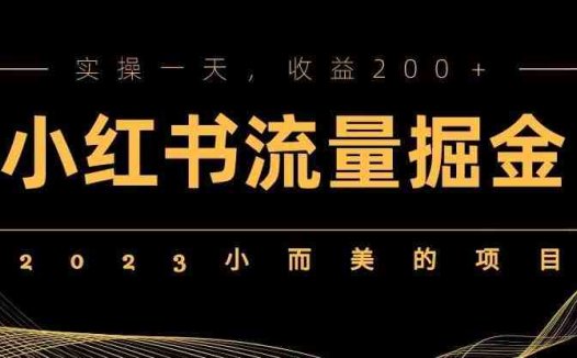 2023小而美的项目，小红书流量掘金，实操一天，收益200+【揭秘】(揭秘小红书流量掘金一天实操收益破百)
