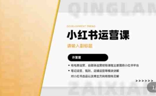 许筐筺·小红书运营课，​笔记运营、规则、店铺运营等模块讲解，学会自己独立运营小红书账号(掌握小红书运营全攻略，实现独立运营)