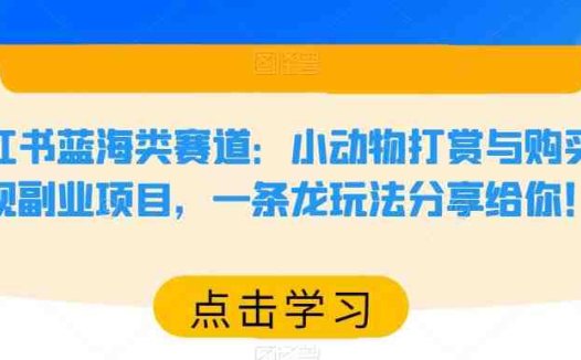 小红书蓝海类赛道：小动物打赏与购买变现副业项目，一条龙玩法分享给你！(小红书蓝海类赛道小动物打赏与购买变现副业项目详解)