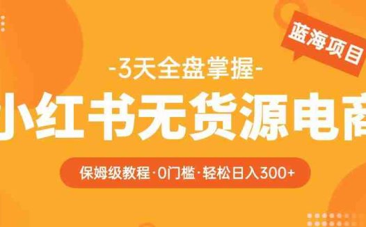 2023【阿本小红书无货源电商训练营】保姆级教程,从0到1,3天全盘掌握,轻松日入300+(【全面解析】阿本小红书无货源电商训练营3天精通,日入300+)