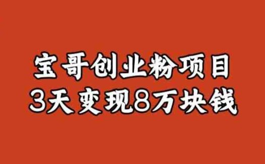 宝哥IP图文创业粉引流项目实战分享：单个账号3天涨粉1万，变现8万块钱（图文教程）【揭秘】(揭秘宝哥IP图文创业粉引流项目小白也能月入过万)