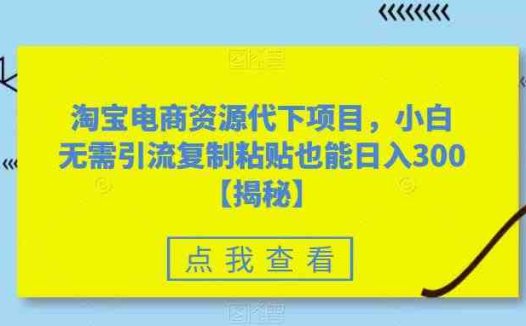 淘宝电商资源代下项目，小白无需引流复制粘贴也能日入300＋【揭秘】(揭秘淘宝电商资源代下项目，轻松实现日入300＋)