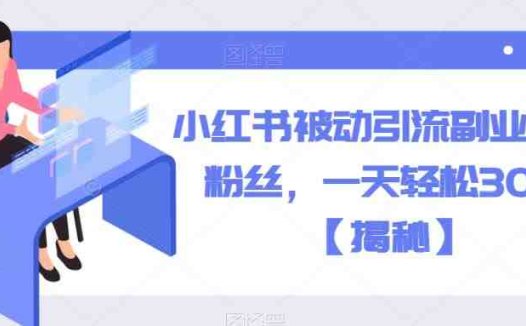 小红书被动引流副业兼职粉丝,一天轻松30粉【揭秘】(揭秘小红书被动引流策略一天轻松获得30粉)