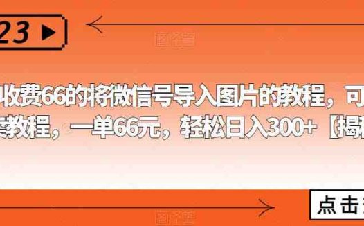 外面收费66的将微信号导入图片的教程,可自用或卖教程,一单66元,轻松日入300+【揭秘】(揭秘如何通过微信导入图片实现日入300+的赚钱项目)