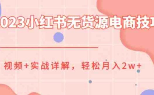 2023小红书无货源电商技巧教程，轻松月入2w+，视频+实战详解【揭秘】(揭秘2023小红书无货源电商技巧，轻松月入2w+)