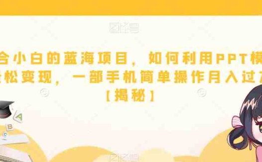 适合小白的蓝海项目，如何利用PPT模板轻松变现，一部手机简单操作月入过万【揭秘】(一部手机五分钟完成作品，月入过万的PPT模板变现攻略)