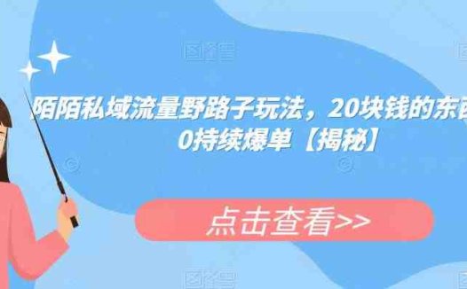 陌陌私域流量野路子玩法,20块钱的东西卖200持续爆单【揭秘】(揭秘陌陌私域流量野路子玩法20元产品如何卖到200元并持续爆单)