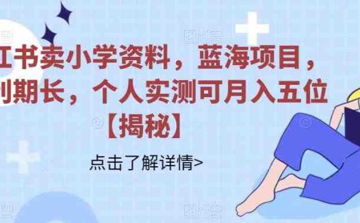 小红书卖小学资料，蓝海项目，红利期长，个人实测可月入五位【揭秘】(揭秘小红书卖小学资料蓝海项目个人实测月入五位)
