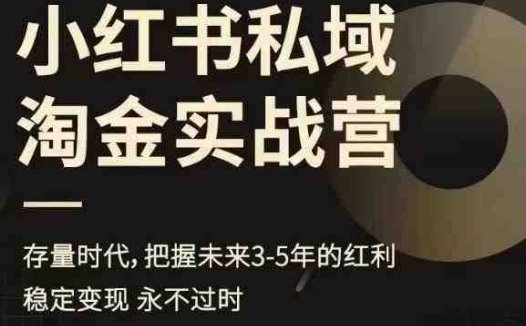 小红书私域淘金实战营，存量时代，把握未来3-5年的红利(小红书私域淘金实战营掌握未来3-5年流量红利的关键策略)