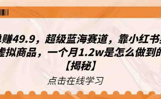一单赚49.9，超级蓝海赛道，靠小红书卖这个虚拟商品，一个月1.2w是怎么做到的？【揭秘】(揭秘小红书虚拟商品销售新赛道怀旧情怀生意)