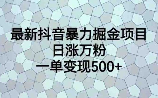 最新抖音暴力掘金项目，日涨万粉，一单变现500+【揭秘】(揭秘最新抖音暴力掘金项目及其实操教程)