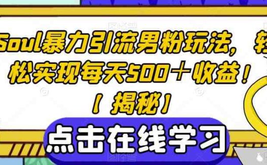 Soul暴力引流男粉玩法,轻松实现每天500+收益!【揭秘】(深度解析Soul暴力引流男粉玩法,助你实现高效收益!)