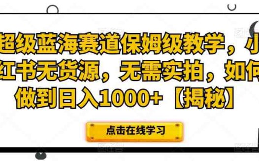 超级蓝海赛道保姆级教学，小红书无货源，无需实拍，如何做到日入1000+【揭秘】(揭秘小红书无货源项目如何做到日入1000+)