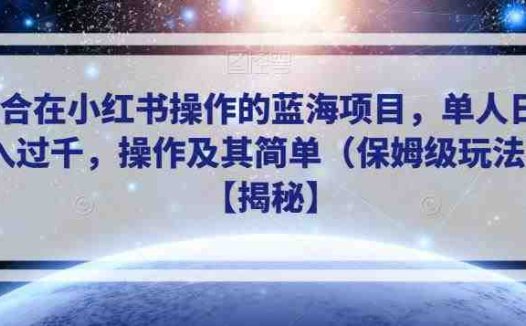 适合在小红书操作的蓝海项目，单人日收入过千，操作及其简单（保姆级玩法）【揭秘】(揭秘小红书蓝海项目简单操作，日收入过千)